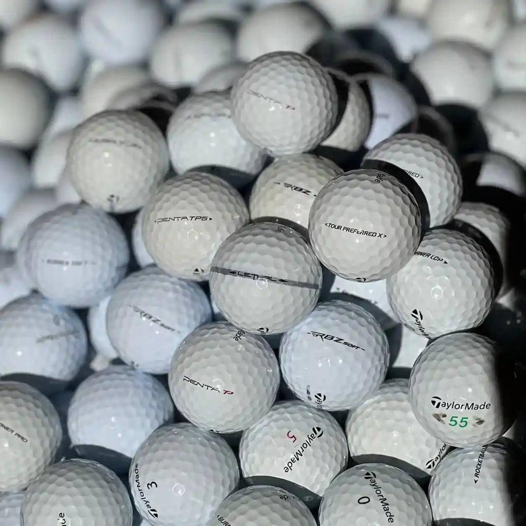50 kappaleen käytettyjen TaylorMade golfpallojen lajitelma ekologisessa pakkauksessa – Järvigolf