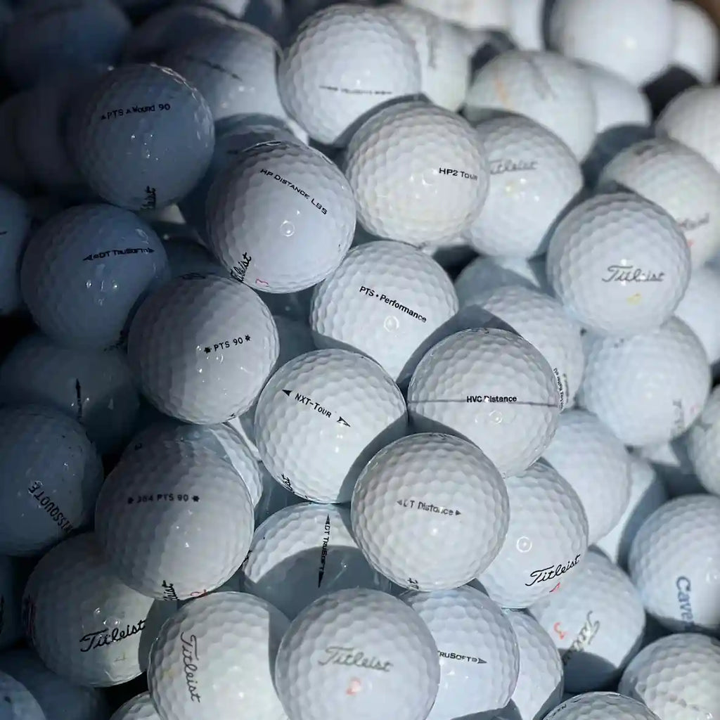 50 kappaleen käytettyjen Titleist golfpallojen lajitelma ekologisessa pakkauksessa – Järvigolf